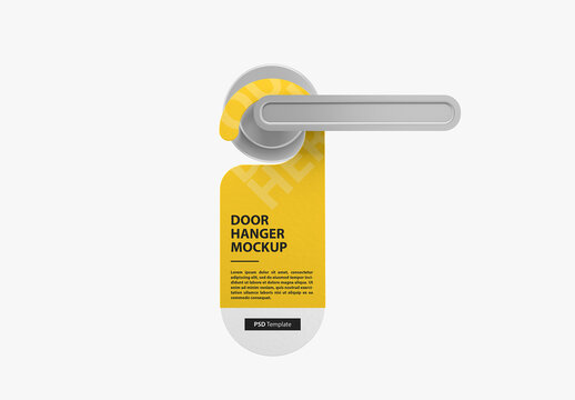 Door Hanger Mockup on the metal handle	