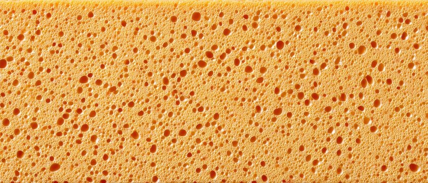 Yellow orange sponge showing porous foam texture closeup