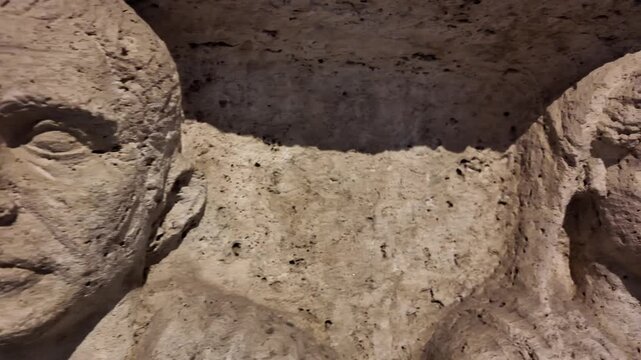 Detailed Sculpture Heads Of People On Ancient Roman Sarcophagus