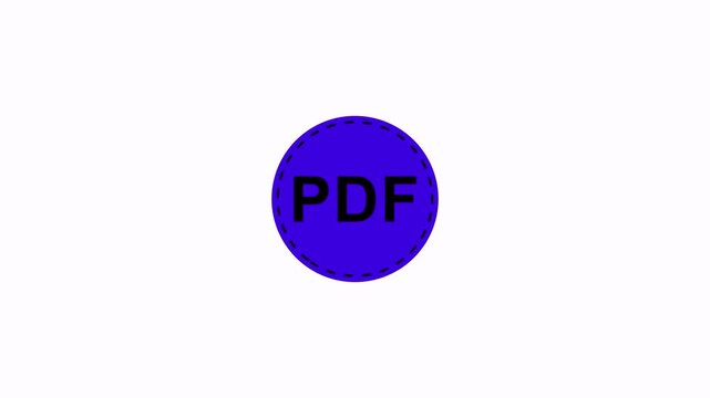 PDF icon PDF file, document icon symbol graphic format image animation digital data computer on transparent background ,4 K animation with alpha channel,PDF file sticker logo icon animation pdf circle