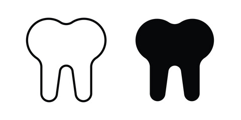 Fototapeta premium Tooth icon vector graphic clipart and line art style set