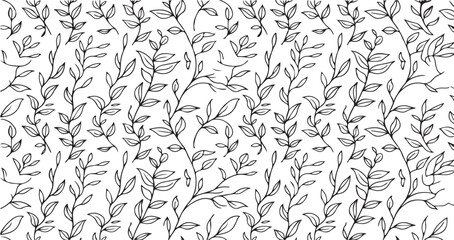 Fototapeta premium Seamless vintage floral pattern with leaves and flowers in a decorative nature inspired design