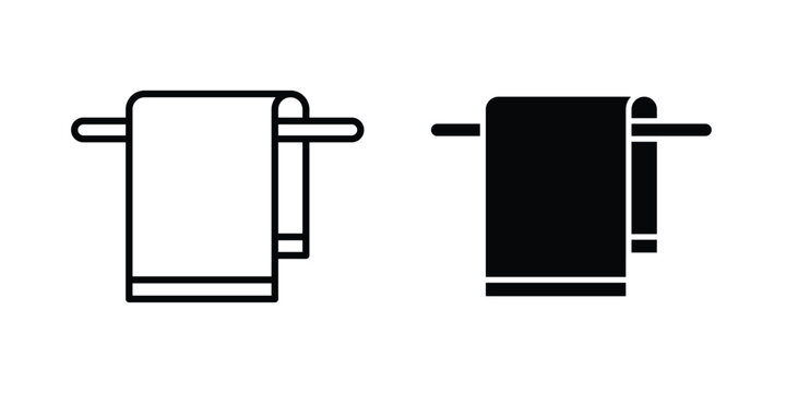 Towel icon vector graphic clipart and line art style set