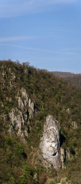 Vertical Panorama with Rock Sculpture of King Decebalus