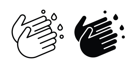 Obraz premium Wash hands icon vector graphic clipart and line art style set