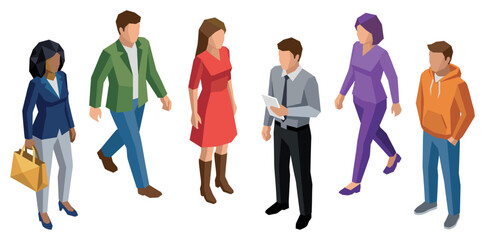 Fototapeta premium People icons with man woman group isometric