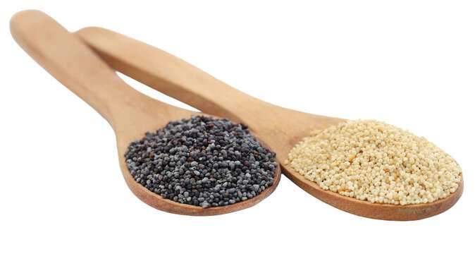 White and blue Poppy seeds