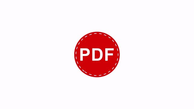 PDF icon PDF file, document icon symbol graphic format image animation digital data computer on transparent background ,4 K animation with alpha channel,PDF file sticker logo icon animation pdf circle