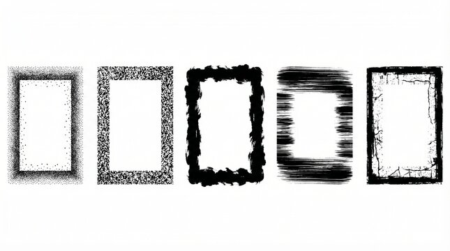 Set of Elegant Vintage Photo Frames with Decorative Borders and Classic Rectangle Shapes Isolated on White Background.