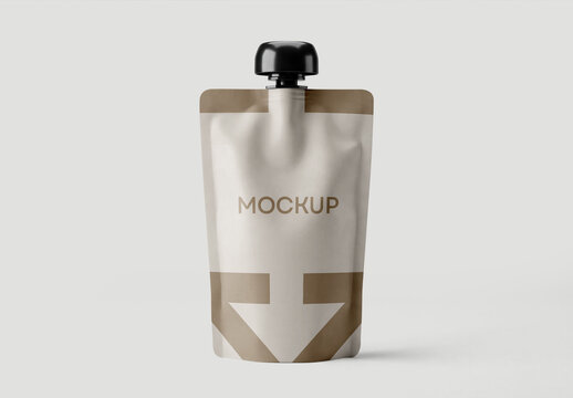 Doypack Spout Pouch Packaging Mockup with Editable Background and Realistic Plastic Texture