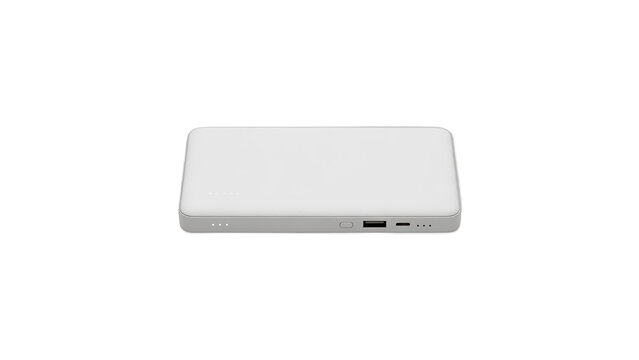 Sleek White Power Bank on Black Background