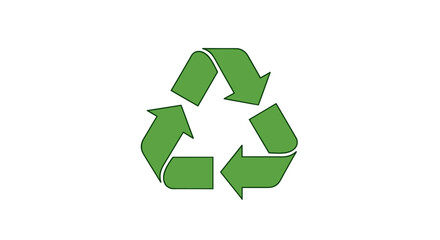 Obraz premium A green recycling symbol composed of three chasing arrows forming a triangle on a white background.