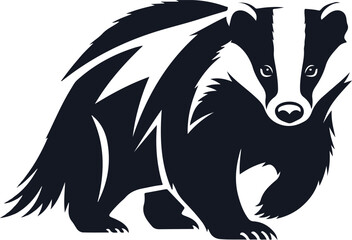 European Badger Silhouette Vector Illustration - Stylized Wildlife Graphic Isolated on White © Hamja