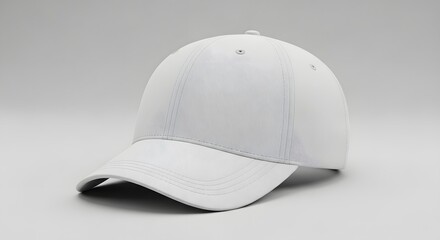 Fototapeta premium Isolated white baseball cap on a gray surface studio shot