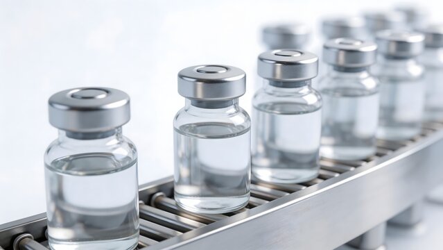 Vials on a production line
