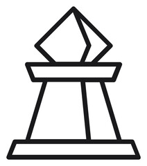 Chess bishop piece vector icon illustration. Minimalist black line art symbol representing strategy, competition, and board games. Scalable graphic for web design, apps, and gaming interfaces. © Sumitra