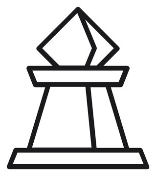 Chess bishop piece vector icon illustration. Minimalist black line art symbol representing strategy, competition, and board games. Scalable graphic for web design, apps, and gaming interfaces.