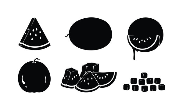 Creative black and white representations of watermelon and its derivatives