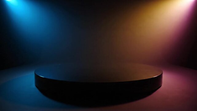 Stage Platform Forging Spotlight in Subtle Blue and Purple Lighting