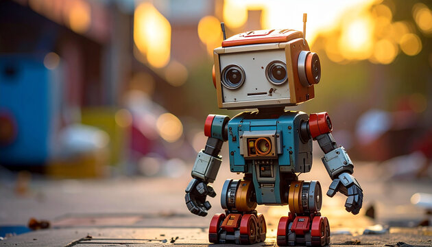 Toy robot on the street