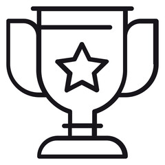 Trophy cup vector icon illustration with a star emblem, symbolizing success, achievement, victory, and competition, minimalist black line art design for business, sports, and education. © FarhanaHaque