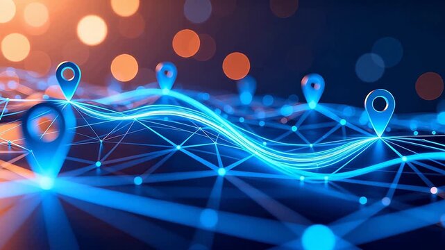 Abstract network with glowing pins