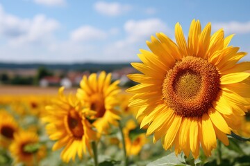Obraz premium Vibrant sunflowers in a sunny field