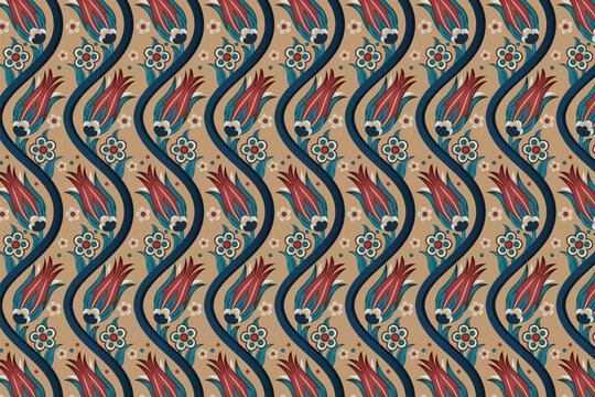 Ottoman Saz Yolu Tulip Pattern 