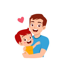 Fototapeta premium Loving father hugging his child, warm family moment illustration with care, protection and emotional bond.