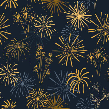 Fireworks shapes, seamless abstract vector pattern.