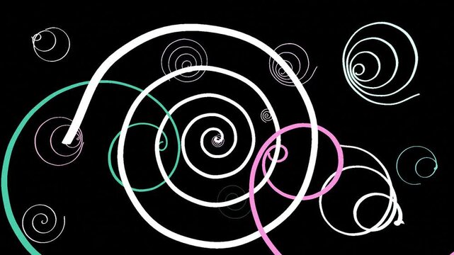 10 seconds space spiral lines glowing lights flashing black background  animation screensaver HD video