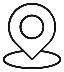 Obraz premium Minimalist black line art map pin icon vector illustration isolated on white background. Scalable vector graphic of a location marker or GPS pointer symbol for navigation and travel concepts.