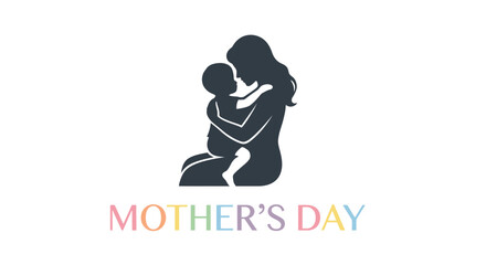 Silhouette of a mother and baby with a mother s day greeting © vector desgins 