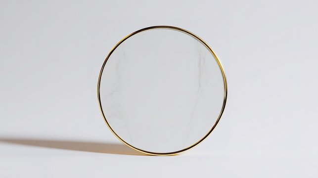 Golden-Rimmed Round Mirror