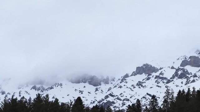 Snow-capped mountain peaks. A magnificent natural landscape.