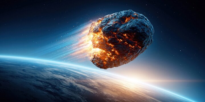 Fiery meteorite hurtles towards Earth from the vastness of space