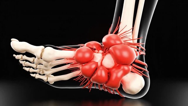 Ankle Sprain and Ligament Injury 3D Skeletal Animation
