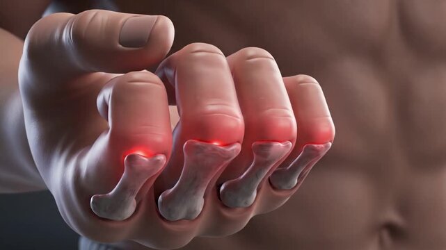Rheumatoid Arthritis Hand and Finger Joint Pain 3D Render