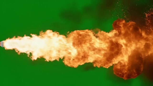 Explosion Fire Blast with Green Screen Background for Video Editing