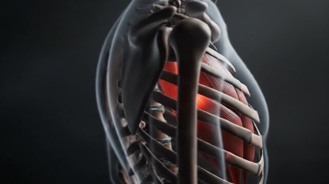 Intercostal Muscle Pain and Ribcage 3D Medical Render