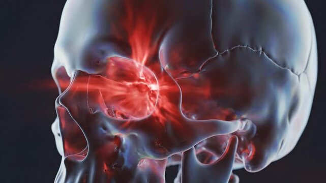 Migraine Headache and Cranial Pressure 3D Skull Animation