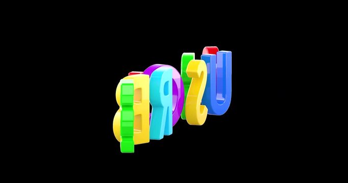 Subscribe colorful glossy word 3D text, rotation animation seamlessly loopable. 3D rendering isolated on transparent background