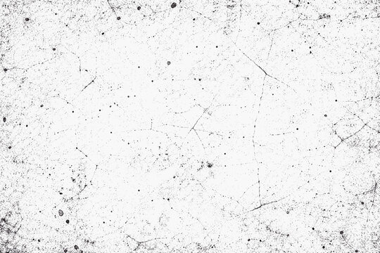 Distressed Grunge Texture Overlay with Dust, Film Grain, and Grit Speckles; Vintage Cracked Concrete Wall Effect for Graphic Design, Vector Illustration Background in Black and White