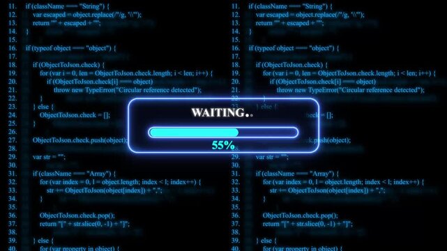 Futuristic loading bar with programming code progress bar