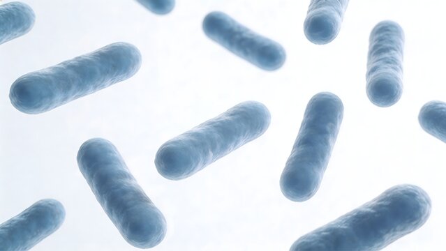 Blue rodshaped bacteria cells