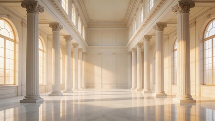 Fototapeta premium Classical Hall with Columns and Windows
