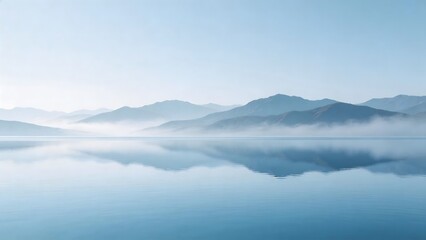 Fototapeta premium Mountain lake with foggy reflection