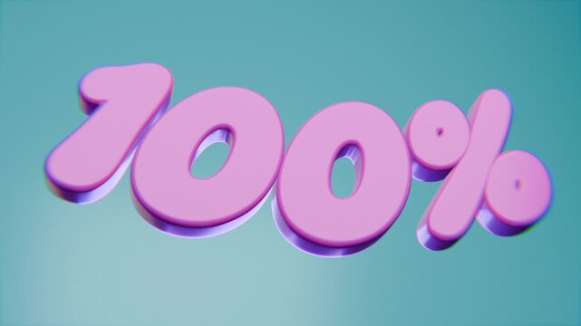 3d percentage timer ticker animation, on solid colour background