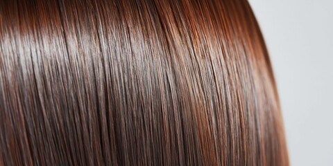 Fototapeta premium Close-up macro shot of healthy, glossy brown hair strands with subtle auburn highlights