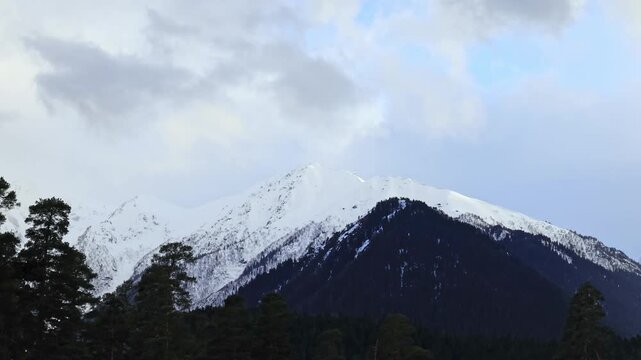 Snow-capped mountain peaks. A magnificent natural landscape.